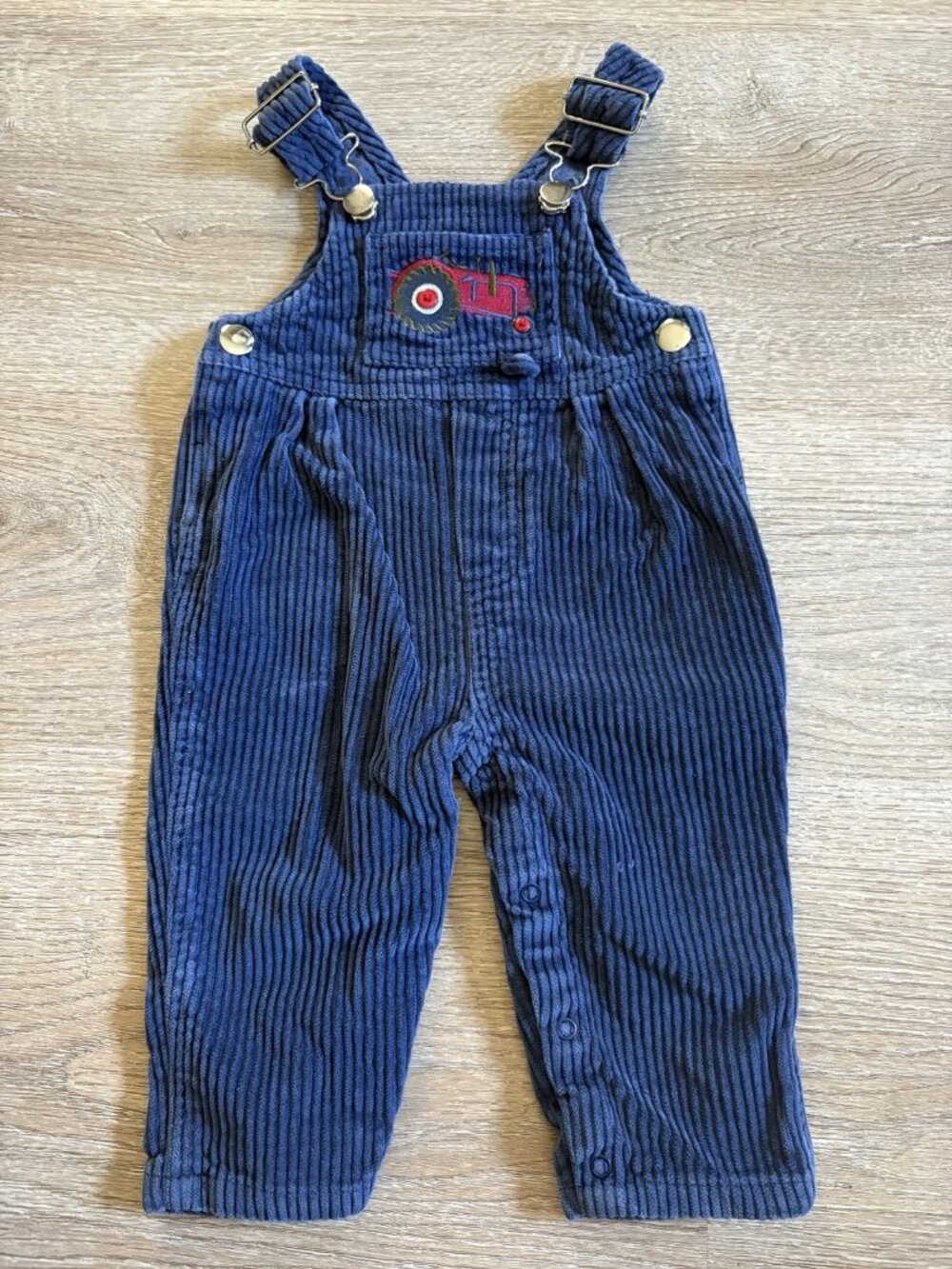 Kiks Baby Boy Blue Corduroy Toddler Overalls Tractor 6-9 Months